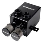 Black Oil Catch Can Reservoir Tank 2 Port Dual Breather Filter Kit 2L 2X12AN New
