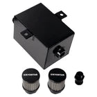 Black Oil Catch Can Reservoir Tank 2 Port Dual Breather Filter Kit 2L 2X12AN New