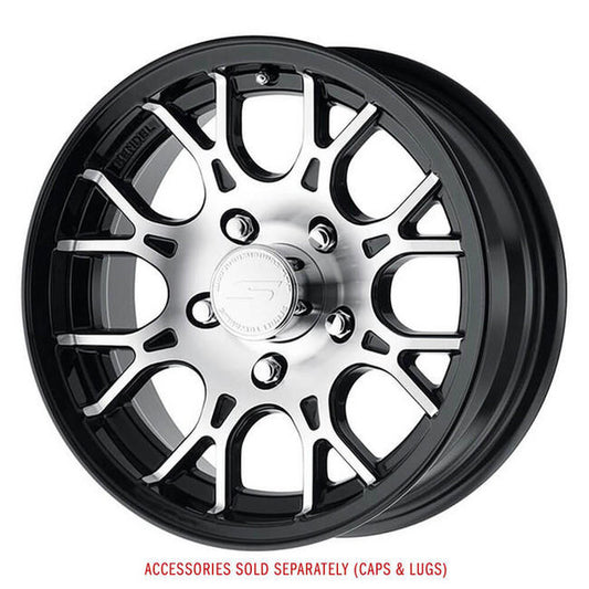 14X5.5 5-Lug on 4.5" Aluminum T16 Trailer Wheel - Black Inlay - T16-45545BM