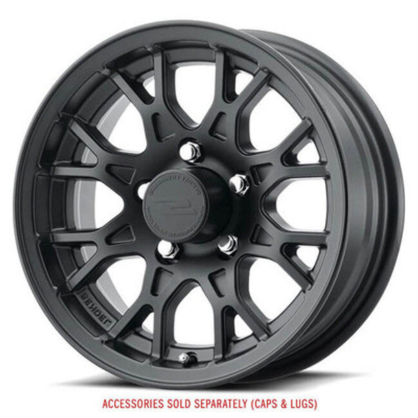 14X5.5 5-Lug on 4.5" Aluminum T16 Trailer Wheel - Black Matte- T16-45545MB