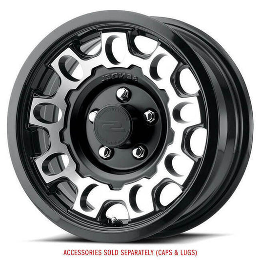 14X5.5 5-Lug on 4.5" Aluminum T17 - Black Machined - T17-45545BM